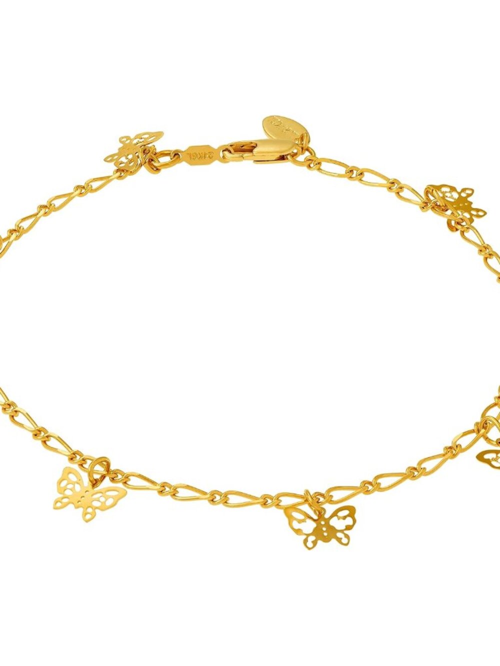 Womens Gold Anklet Butterfly Ankle Bracelet 24k Gold Plated